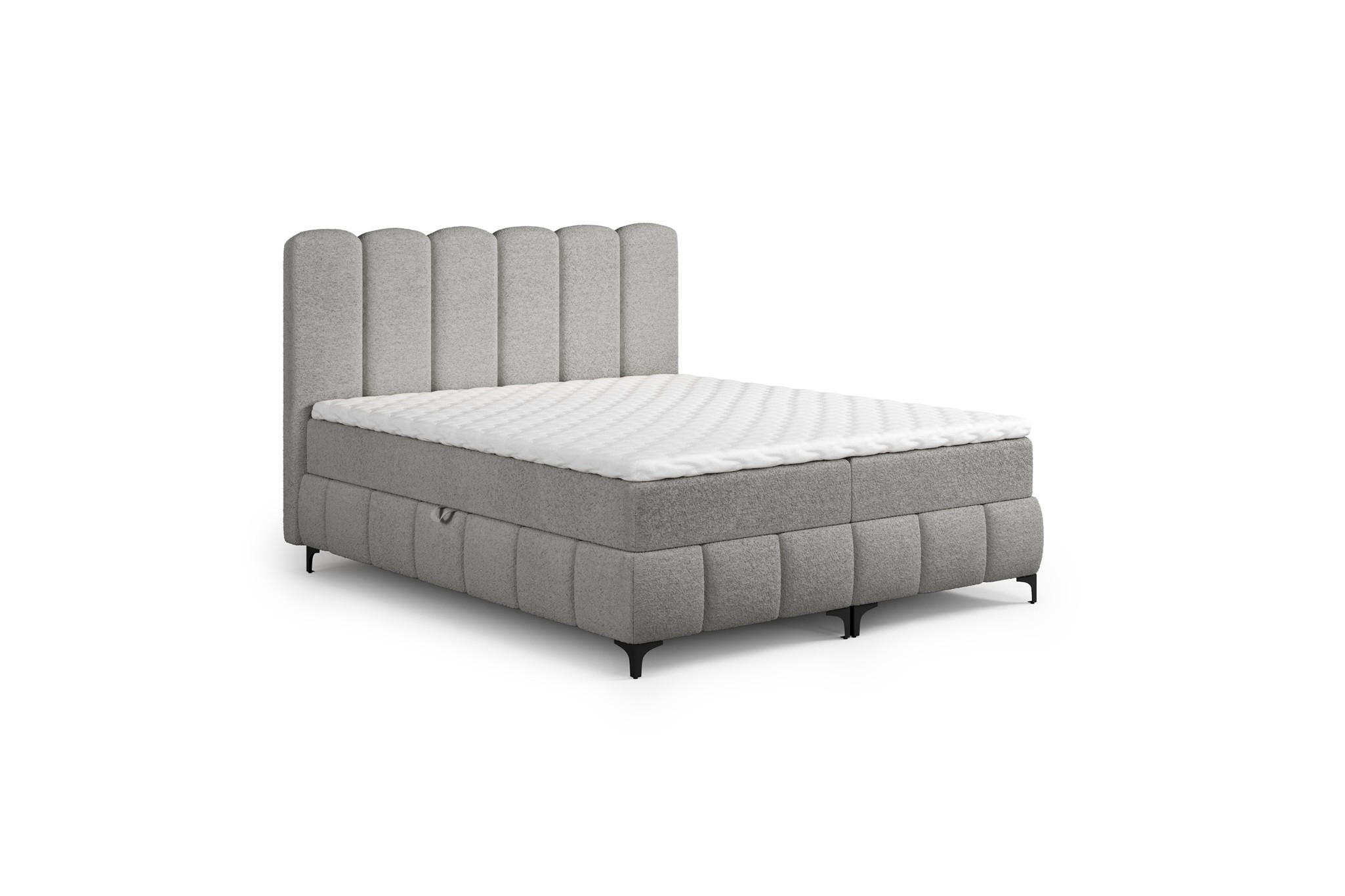 BOXBETT Isabel - Hellgrau, Holzwerkstoff/Textil (140/200cm) - Fun Möbel