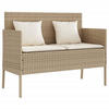 GARTENBANK mit Kissen Beige Poly Rattan - Beige/Creme, Kunststoff (113/87/61cm) - furnicato
