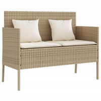 GARTENBANK mit Kissen Beige Poly Rattan - Beige/Creme, Kunststoff (113/87/61cm) - furnicato