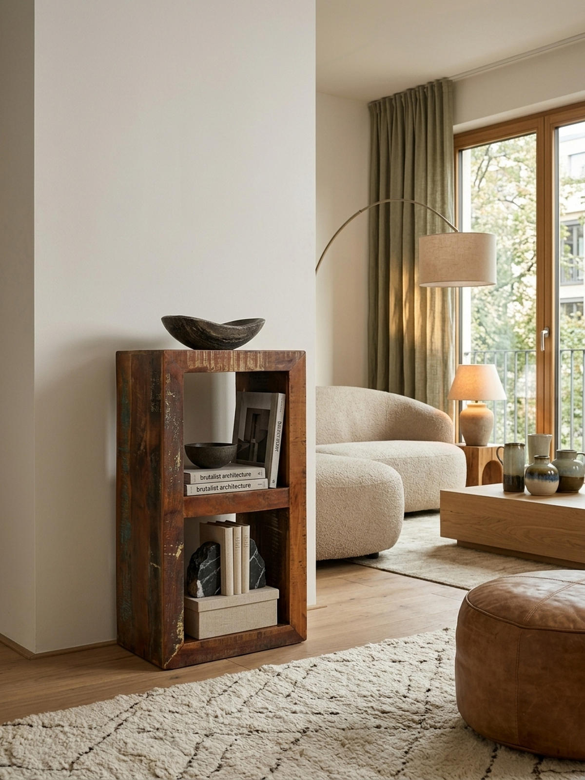 REGAL Massivholz Mango Cubeform Vintage EWA, Braun 45x35x90 cm - Braun, Holz (45/90/35cm) - KADIMA DESIGN