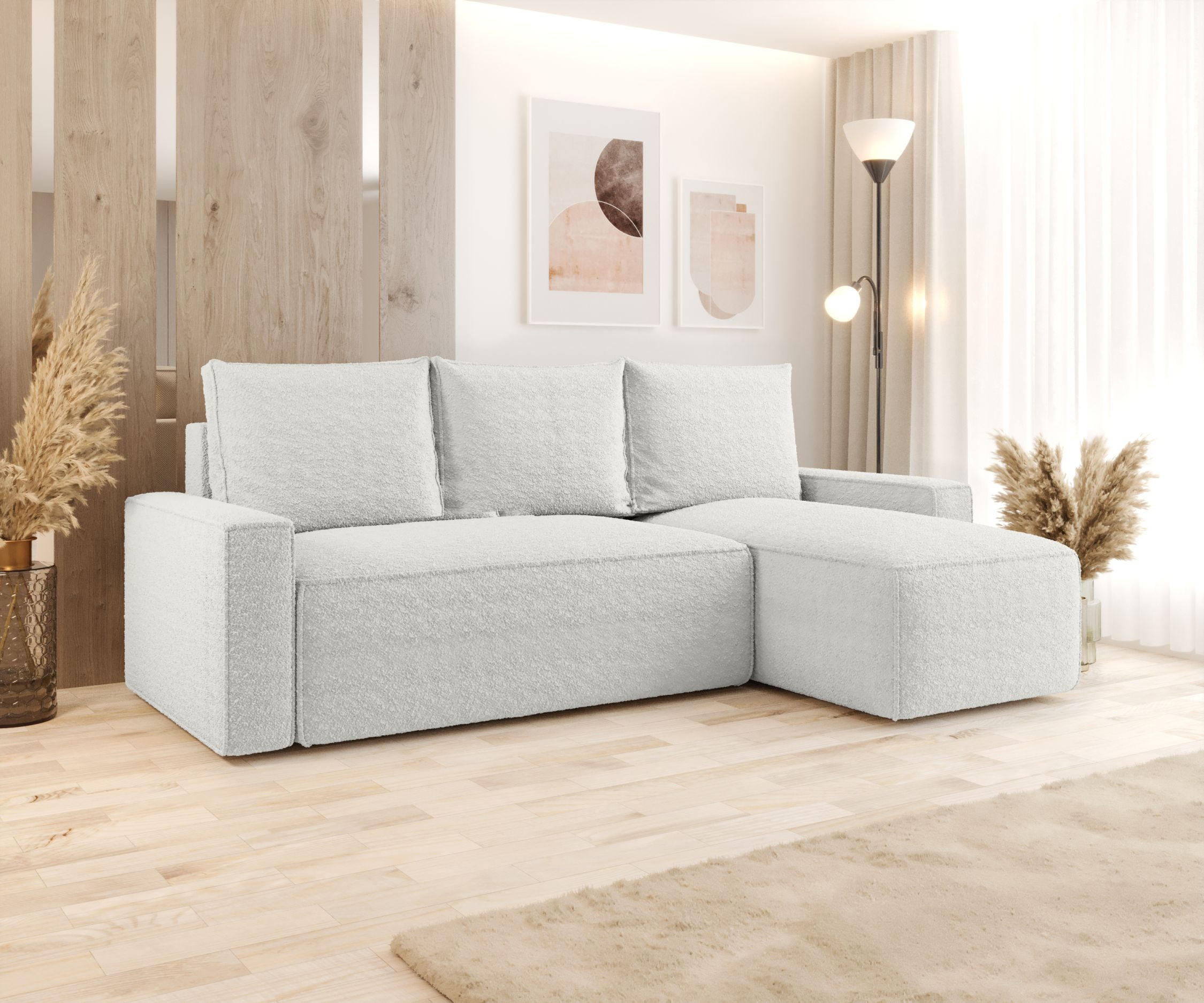 ECKSOFA mit Schlaffunktion SAVIO Quelle 01 Rechts - Weiß, Textil (232/140cm) - Bedante