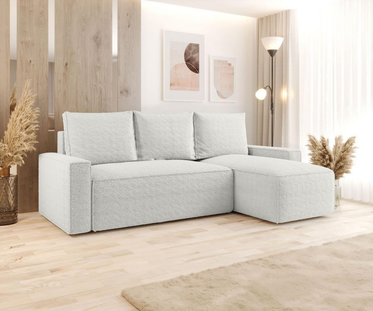 ECKSOFA mit Schlaffunktion SAVIO Quelle 01 Rechts - Weiß, Textil (232/140cm) - Bedante