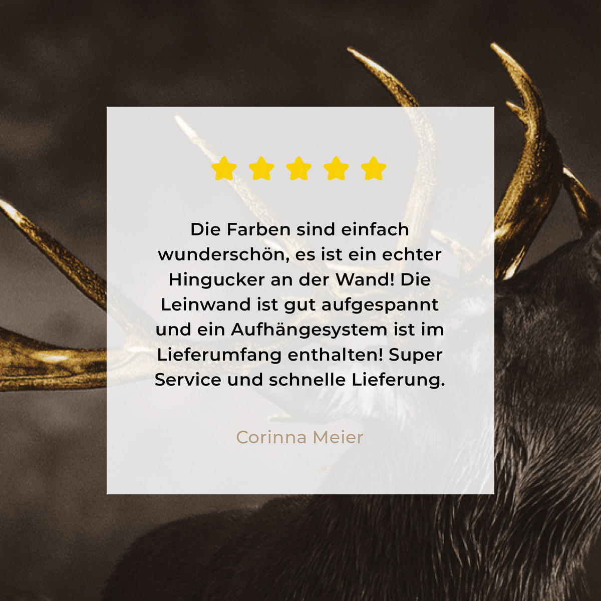 LEINWANDBILD Rotwild - Schwarz - Gold 40x60 cm - Braun, Textil (40/60cm) - MuchoWow