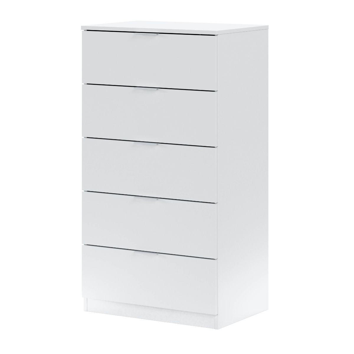 KOMMODE 5 Schubladen Kommoden - L60 cm - Weiß, Holzwerkstoff (40/110/60cm) - Calicosy