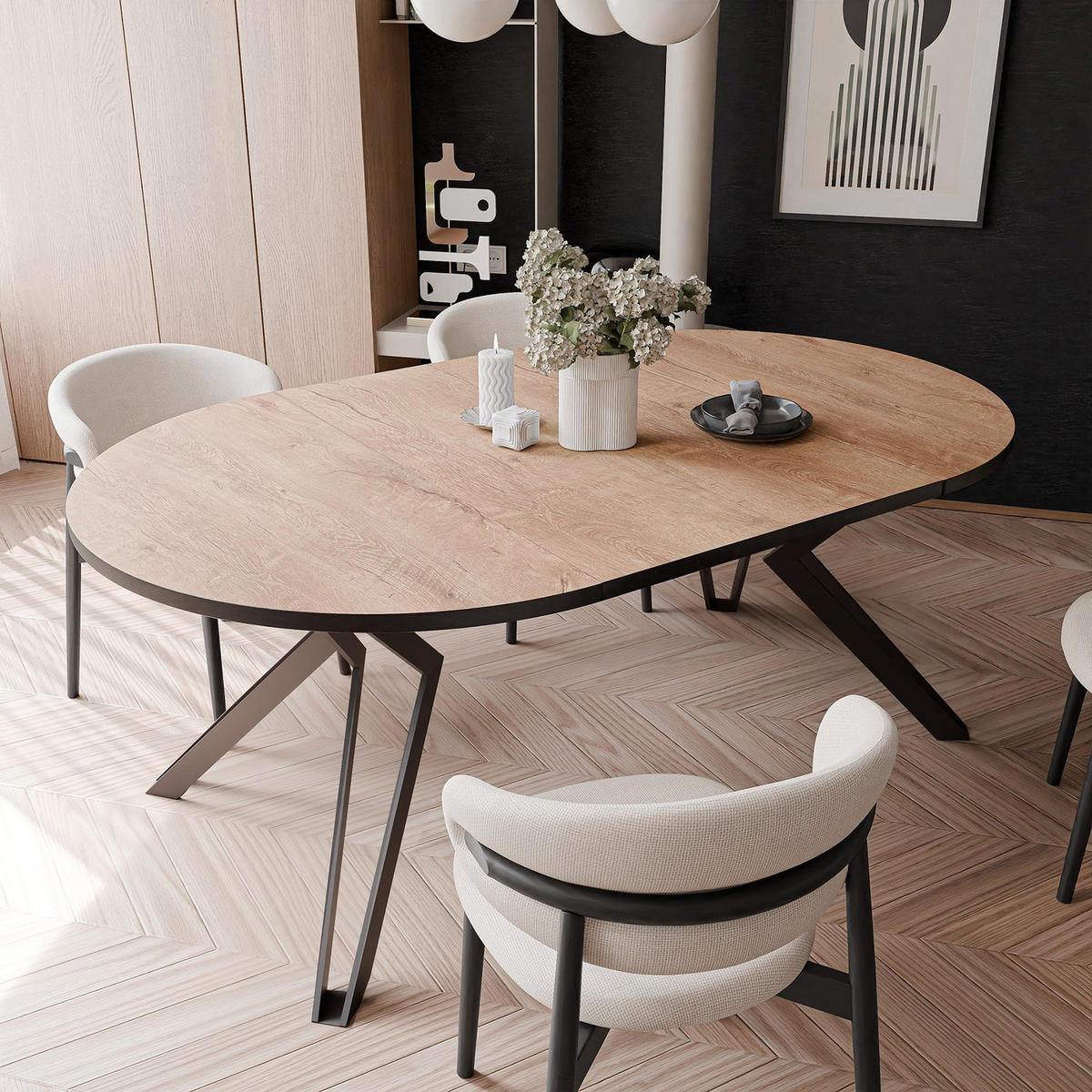 ESSTISCH ausziehbar aus MDF, Braun - Schwarz/Braun, Holzwerkstoff (100/100/76cm) - Idohome