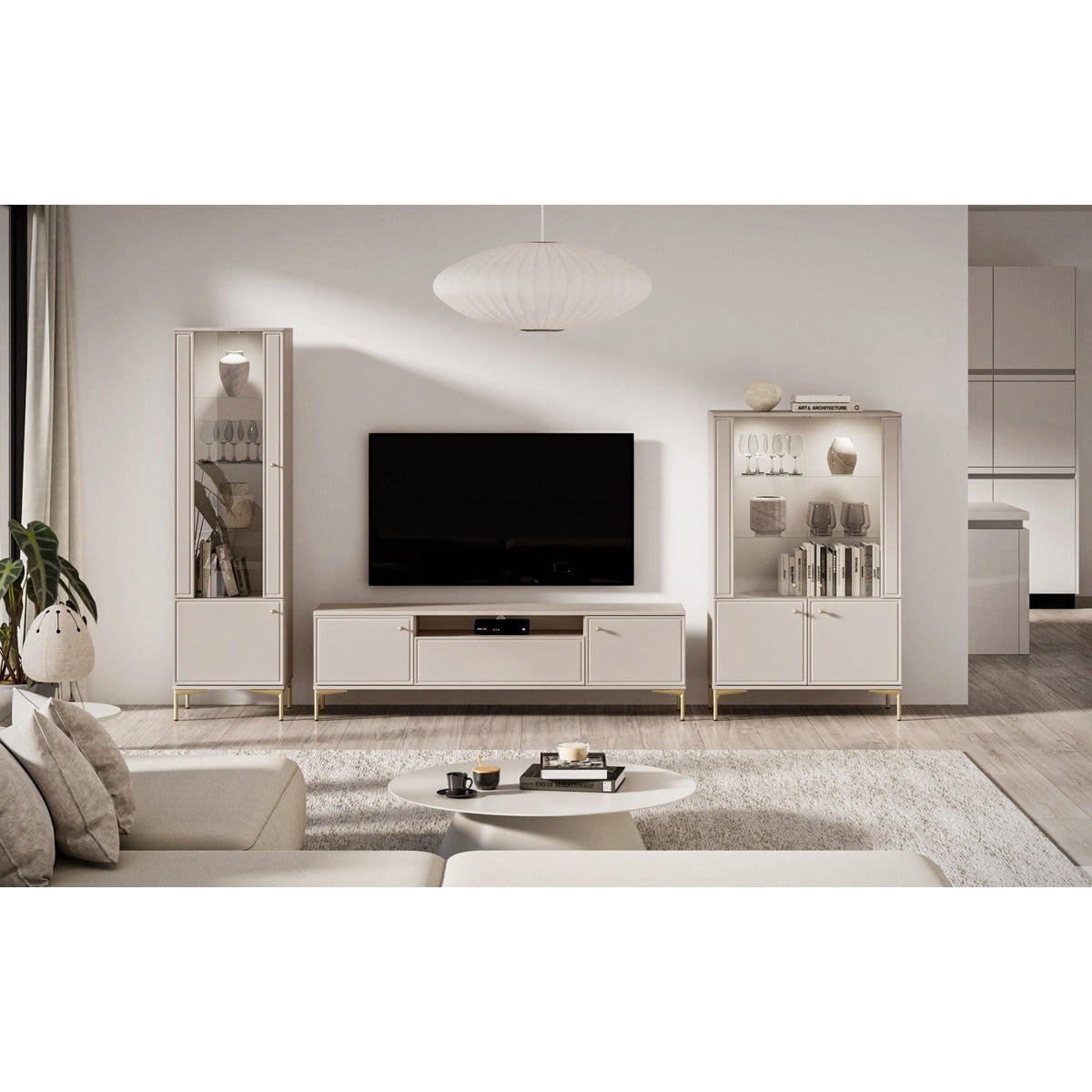 WOHNZIMMER Set 3-tlg. – Sandro – Kaschmir - Sandfarben/Kaschmir, Holzwerkstoff (180/53/34cm) - hi-markt