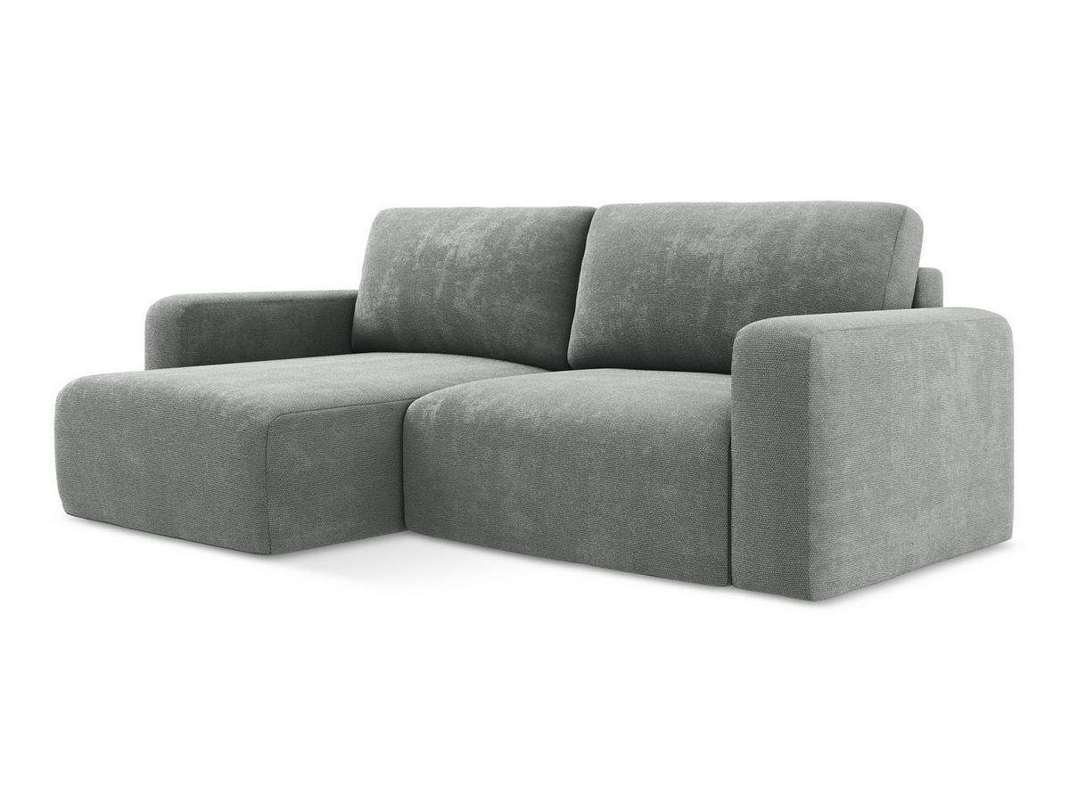 ECKSOFA mit Schlaffunktion links Chenille Stoff Grau - Blau/Schwarz, Kunststoff/Textil (149/244cm) - Makamii