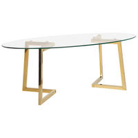 COUCHTISCH Glas Gold oval Fresno - Transparent/Goldfarben, Glas (60/120/45cm) - Beliani