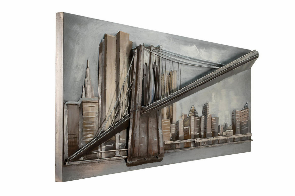 METALLBILD Grau 144/44 cm - Blau/Grau, Metall (144/44cm) - KUNSTLOFT