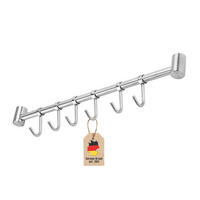 KÜCHEN HÄNGELEISTE mit 6 Haken - Silberfarben, Metall (3.4/2.2/38cm) - Intirilife