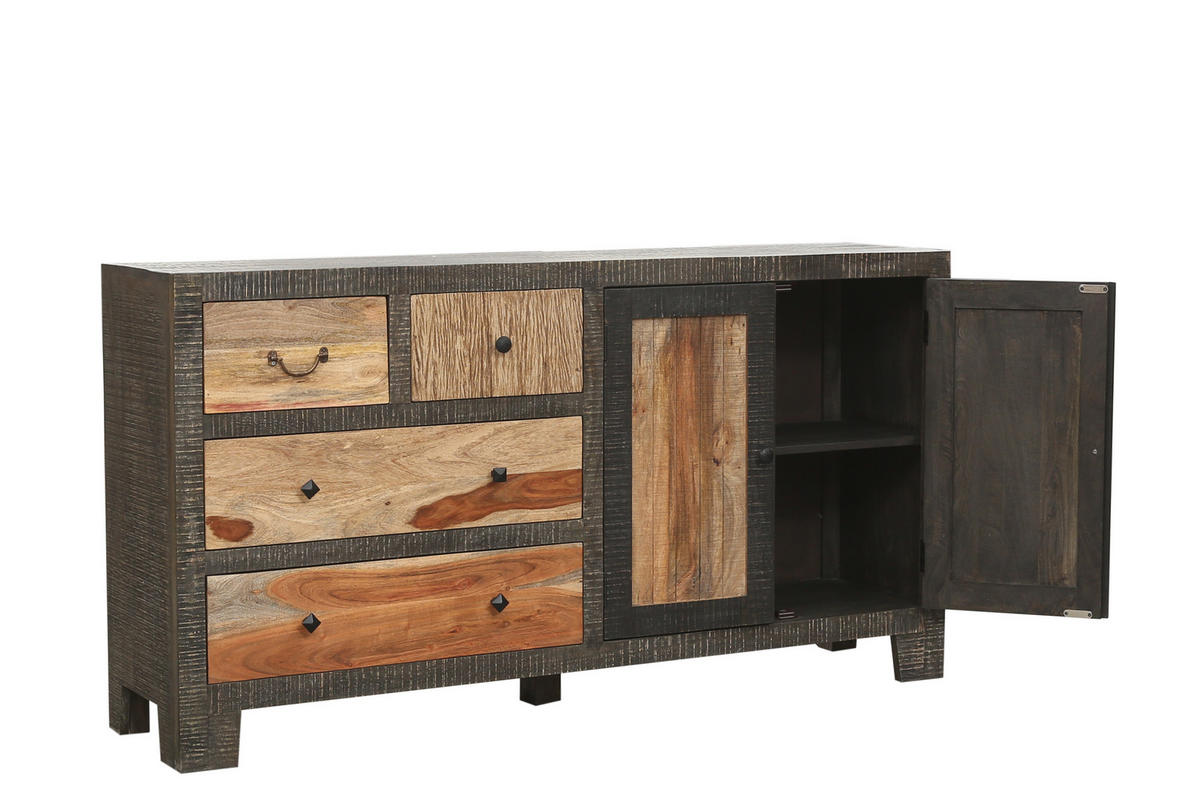 SIDEBOARD Erik Mangoholz Mehrfarbig 88x40x165cm - Multicolor, Holz (40/88/40cm) - DELUKE