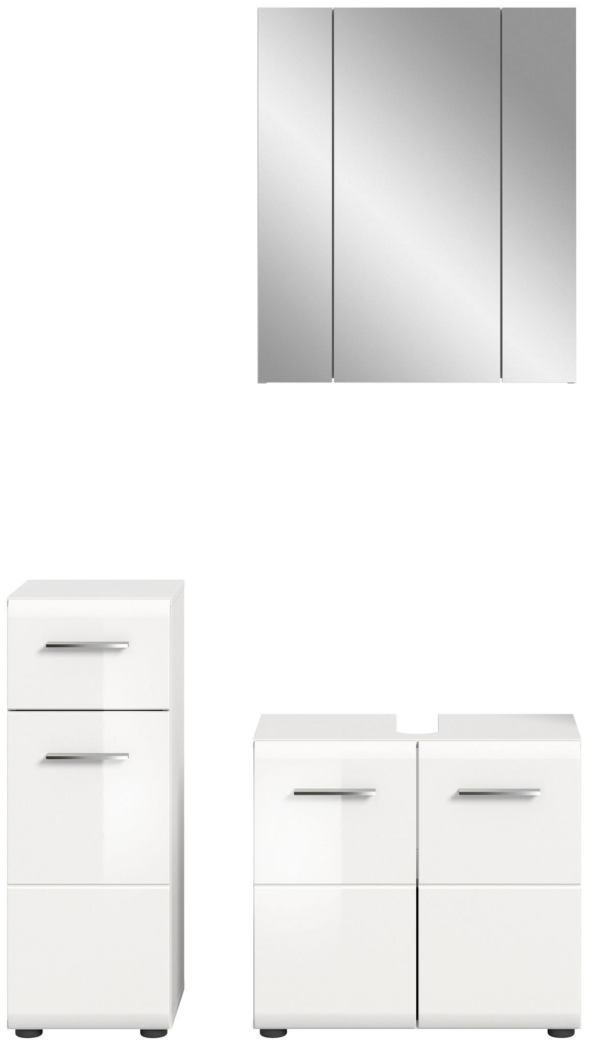 BADKOMBINATION Ice 105x185x30cm weiß Hochglanz MDF 3tlg. - Weiß, Holz (105/185/30cm)