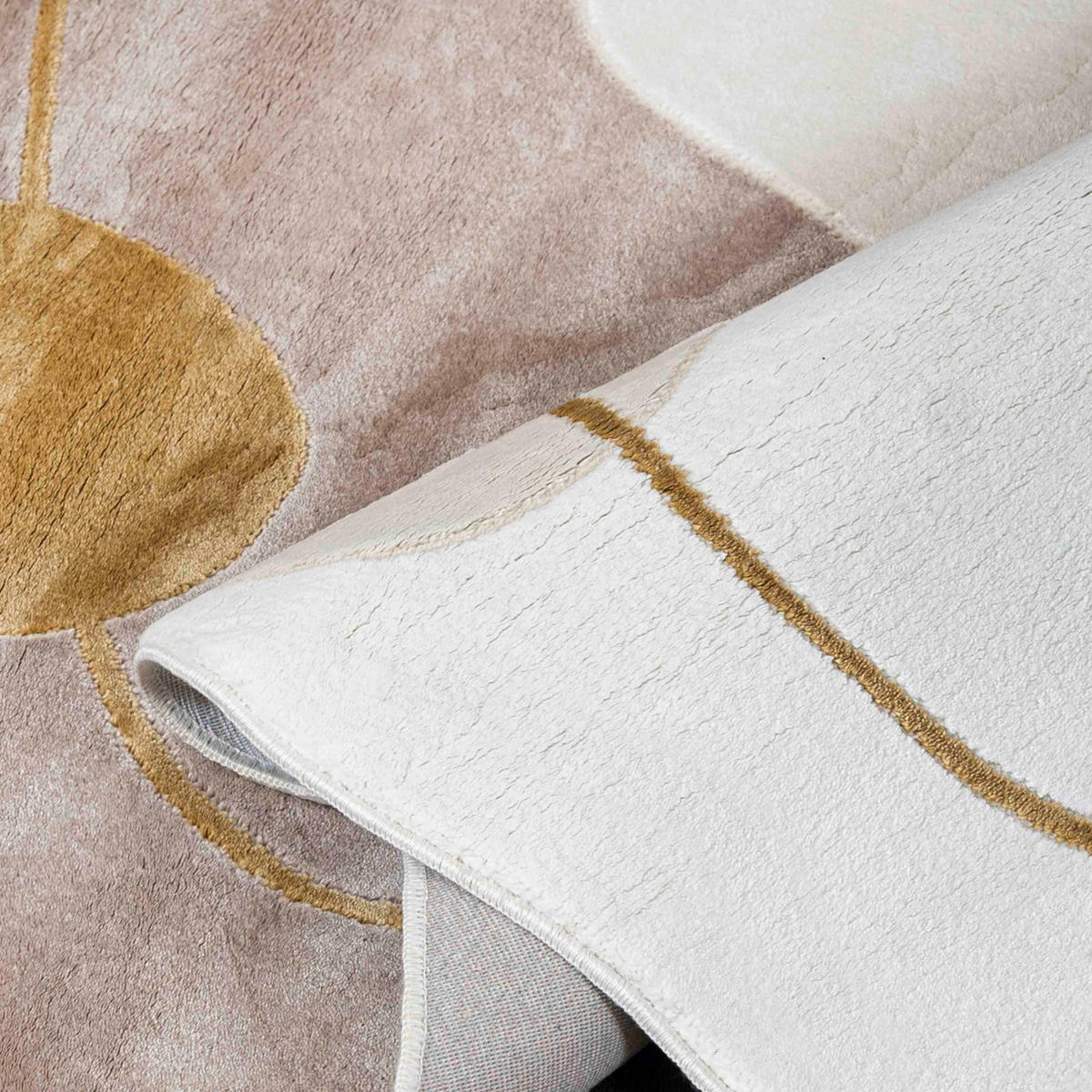 TEPPICH Beige Abstrakt - Kurzflor Unregelmäßig Unregelmäßige Form - Weiß Ecru Creme - 80 x 150 cm - Beige, Textil (80/150cm) - Mazovia