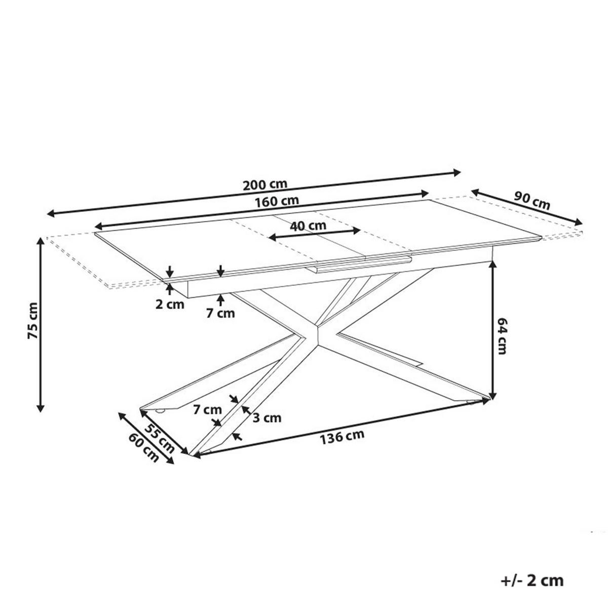 JÍDELNÍ STŮL Světle hnědý 160-200/90 cm Finley - světle hnědá, kompozitní dřevo (160/90/75cm) - Beliani