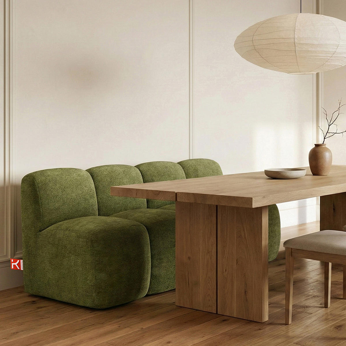 ESSZIMMERBANK BRESCO, Olivgrün - Olivgrün, Holz/Holzwerkstoff (163/80/72cm) - KONSIMO®