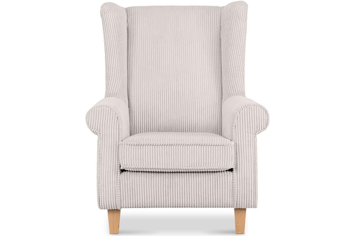 OHRENSESSEL MILES Kord-Bezug Petfriendly, beige - Beige, Holzwerkstoff/Buchenholz (82/105/97cm) - KONSIMO®