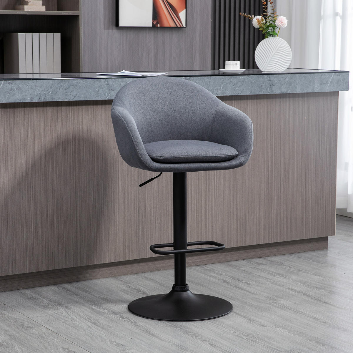 BARHOCKER höhenverstellbar drehbar 54 x 54 x 112 cm Steel Dark Gray - Dunkelgrau, Metall (54/112/54cm) - Meubliv
