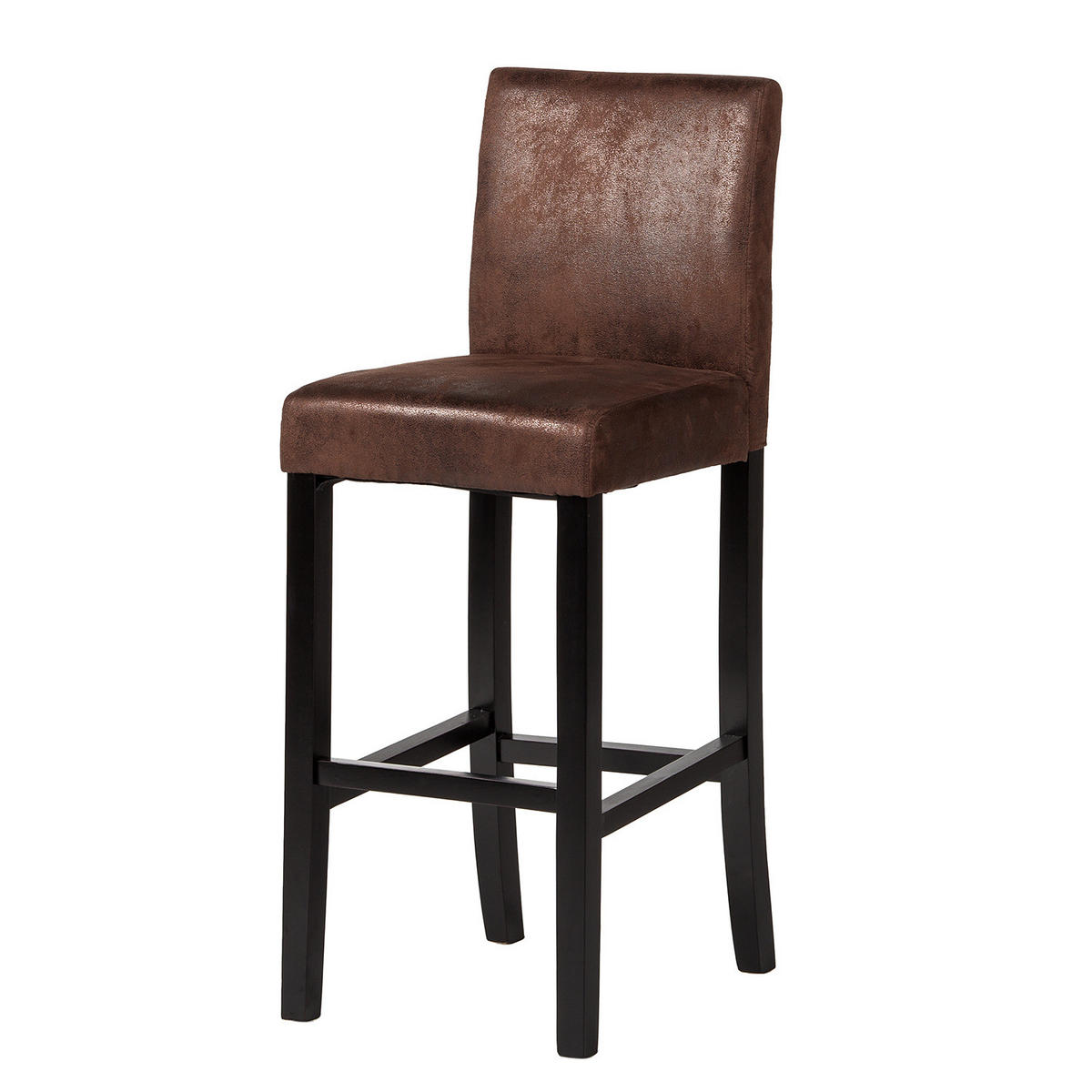 BARSTUHL (2er-Set) - Braun - Microfaser - Gummibaum - 43 x 109 x 53 cm - Braun, Holz/Textil (43/109/53cm) - home24