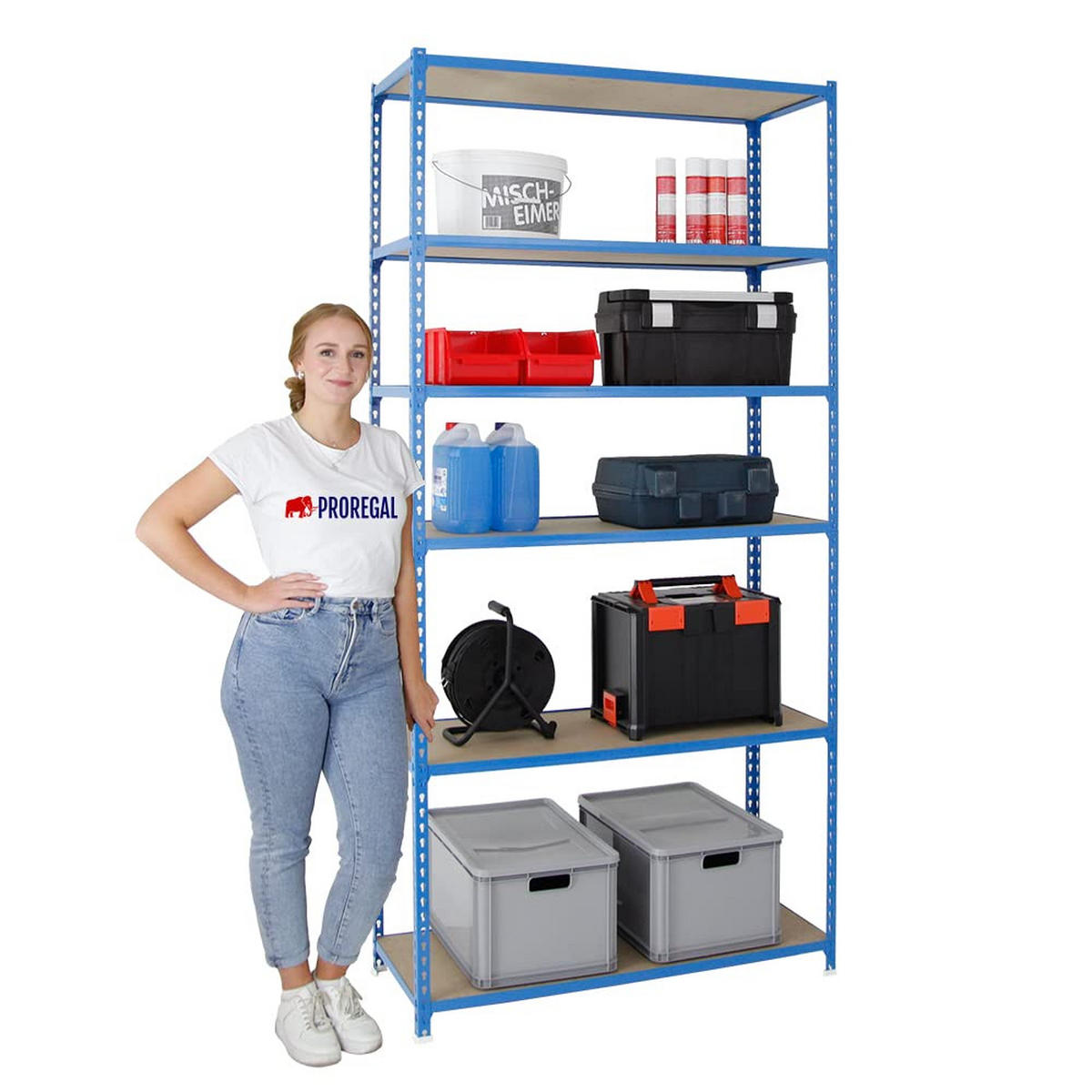SCHWERLASTREGAL Giant Muli HxBxT 250 x 120 x 50 cm 6 Fachböden Fachlast 200 kg Blau - Blau, Metall (120/250/50cm) - PROREGAL