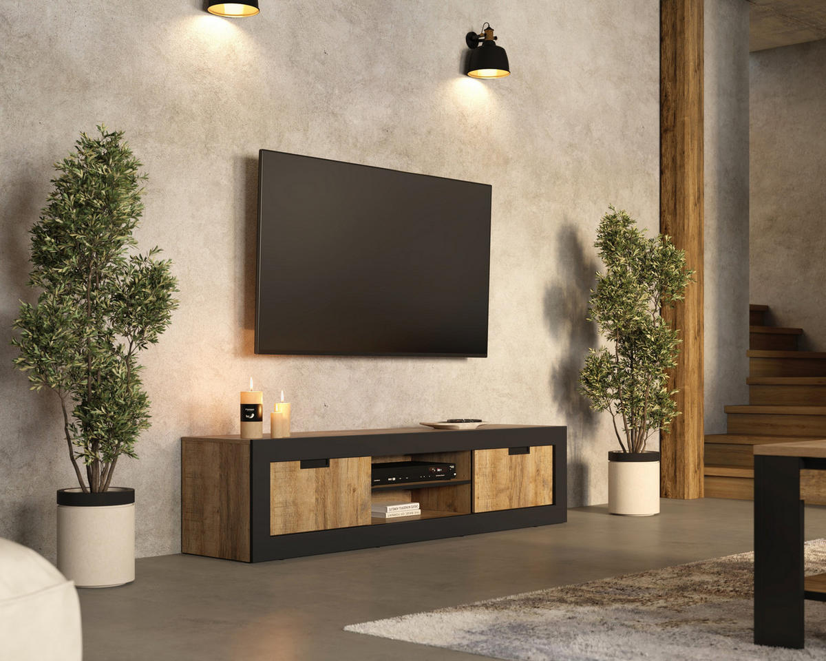 LOWBOARD DAVOR 180/42/40 cm, Eichefarben - Eichefarben, Holzwerkstoff (180/42/40cm) - MASSENO