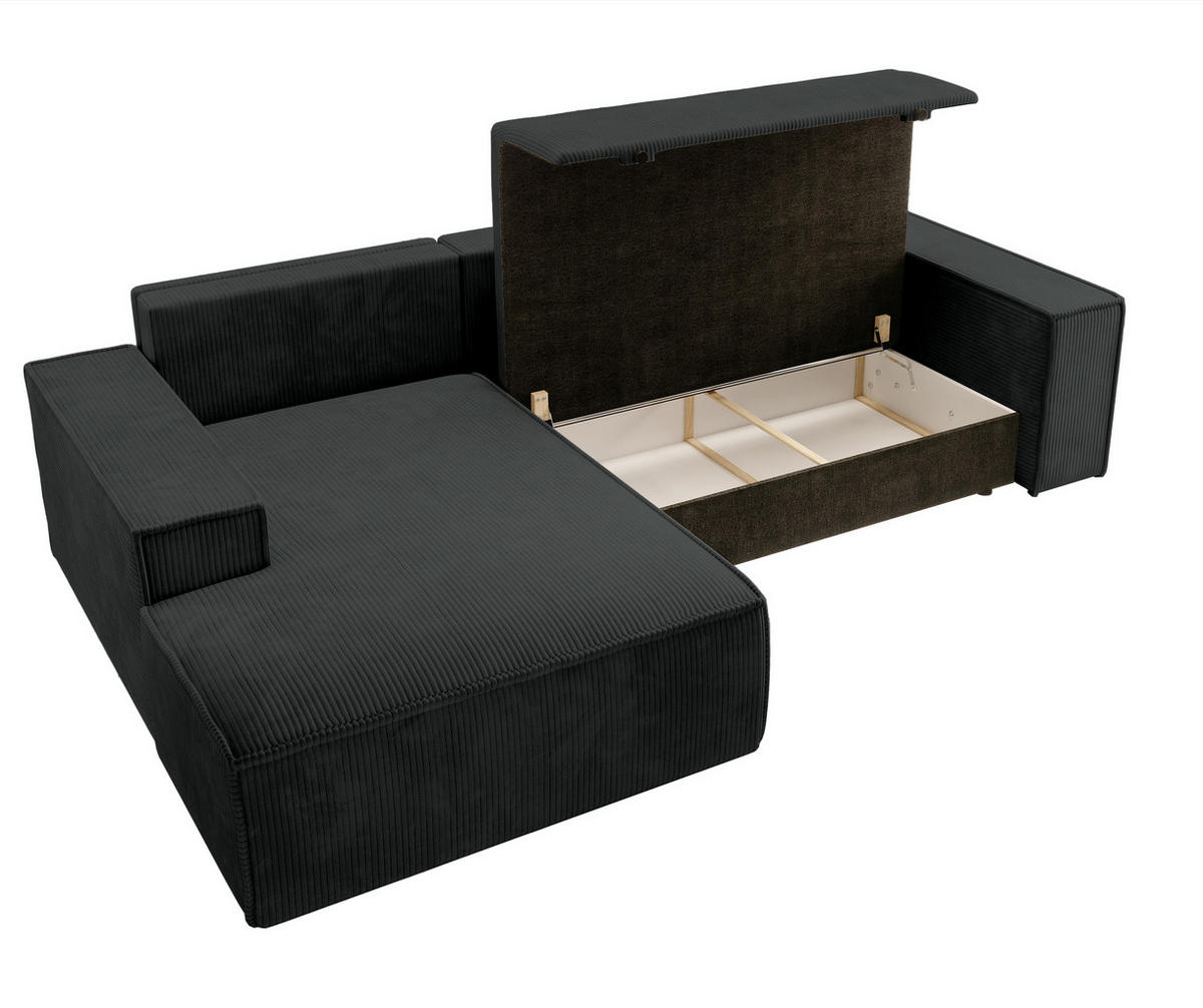 ECKSOFA Farese Schwarz Cordbezug - Schwarz, Kunststoff/Textil (267/167cm) - Selsey