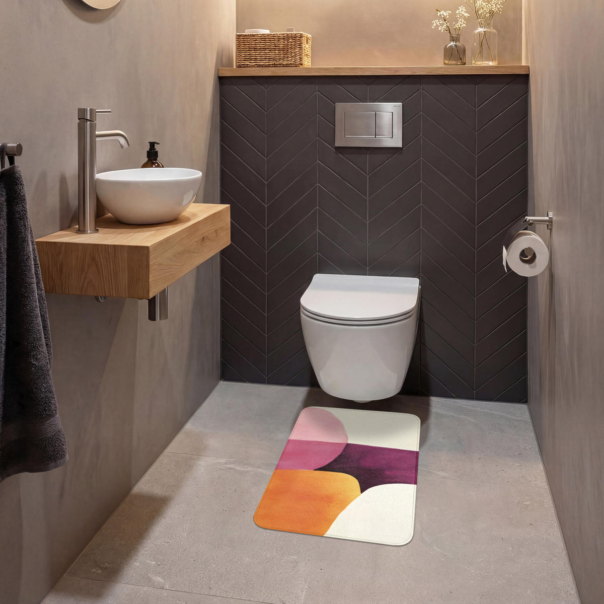 WC PŘEDLOŽKA Tvary - abstraktní - barevné 40x60 cm - terakotová, textil/plast (40/1cm) - OnlyWow