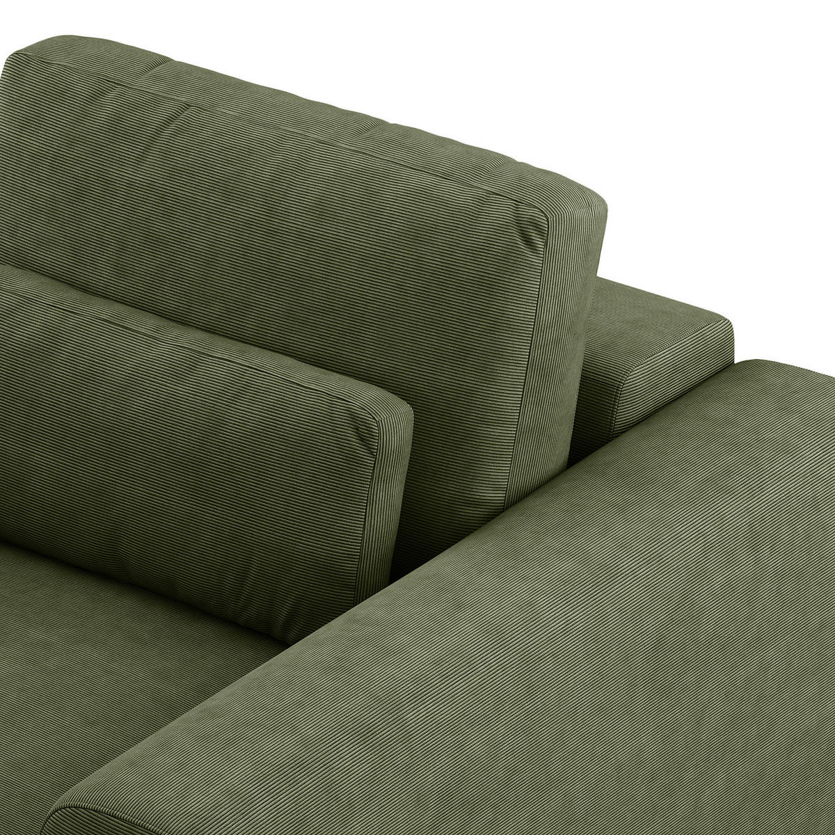 ECKSOFA mit XXL-Longchair - Schwarz/Grün, Kunststoff/Textil (323/182cm) - home24