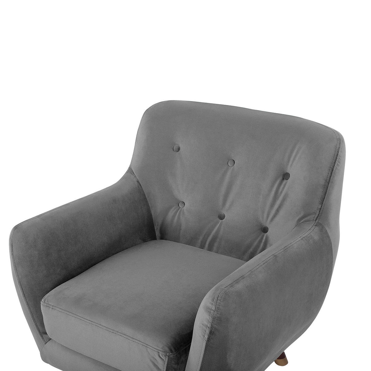 SESSEL Samtstoff grau Bodo - Dunkelbraun/Goldfarben, Textil (80/84/81cm) - Beliani