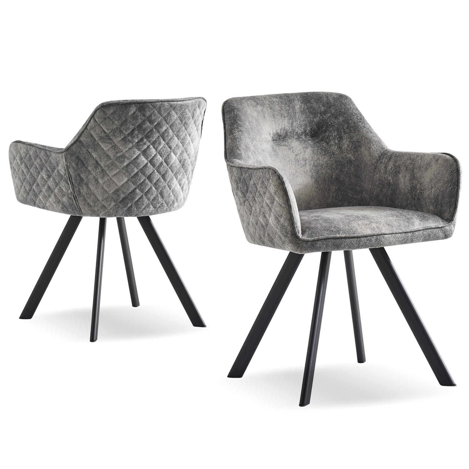 ARMLEHNSTUHL CYRUS Grau 2 Stück - Grau, Textil/Metall (58/79/60cm) - B&D Home