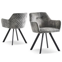 ARMLEHNSTUHL CYRUS Grau 2 Stück - Grau, Textil/Metall (58/79/60cm) - B&D Home