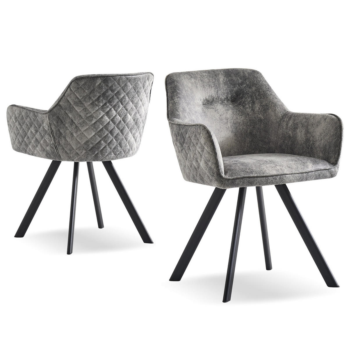 ARMLEHNSTUHL CYRUS Grau 2 Stück - Grau, Textil/Metall (58/79/60cm) - B&D Home