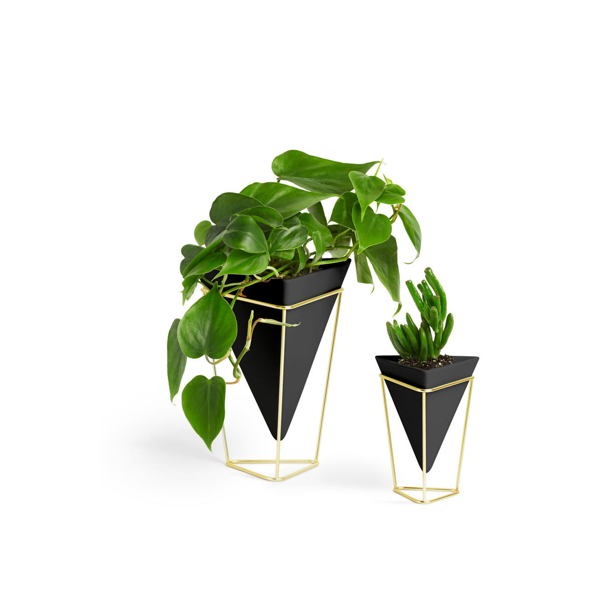 TISCHVASE Trigg, 2er Set, Schwarz/Mattes Messing - Schwarz, Keramik (13.97cm) - Umbra