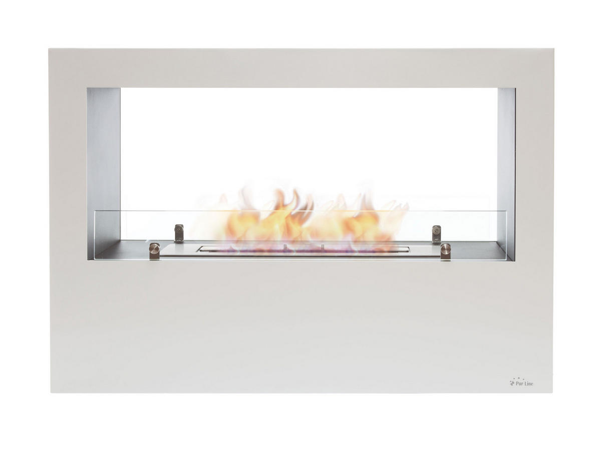 BIOETHANOL-KAMIN Weiß Bodenmodell inklusive 3 L Brennblock - Weiß, Metall (100/70/30cm) - Purline