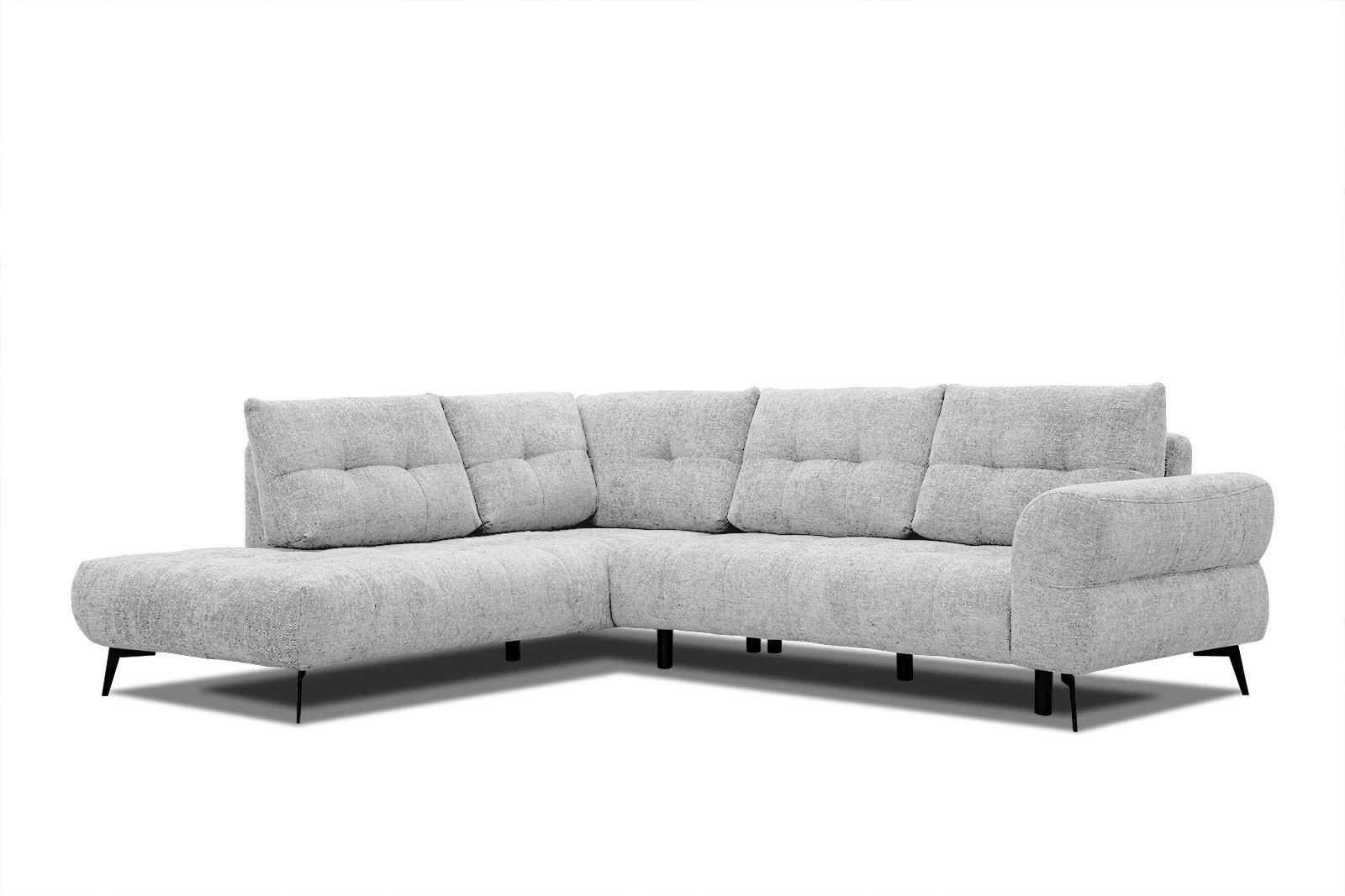 ECKSOFA SALVINI 5-Sitzer, hellgrau - Hellgrau/Schwarz, Holzwerkstoff/Textil (158/292cm) - Courtois Laville