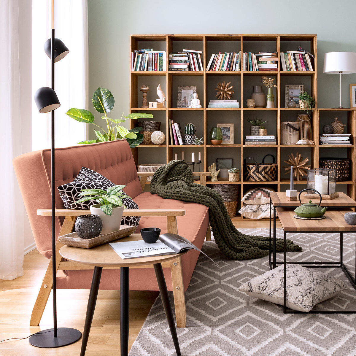 SCHLAFSOFA - Koralle, Birkenholz/Textil (204/85/86cm) - home24