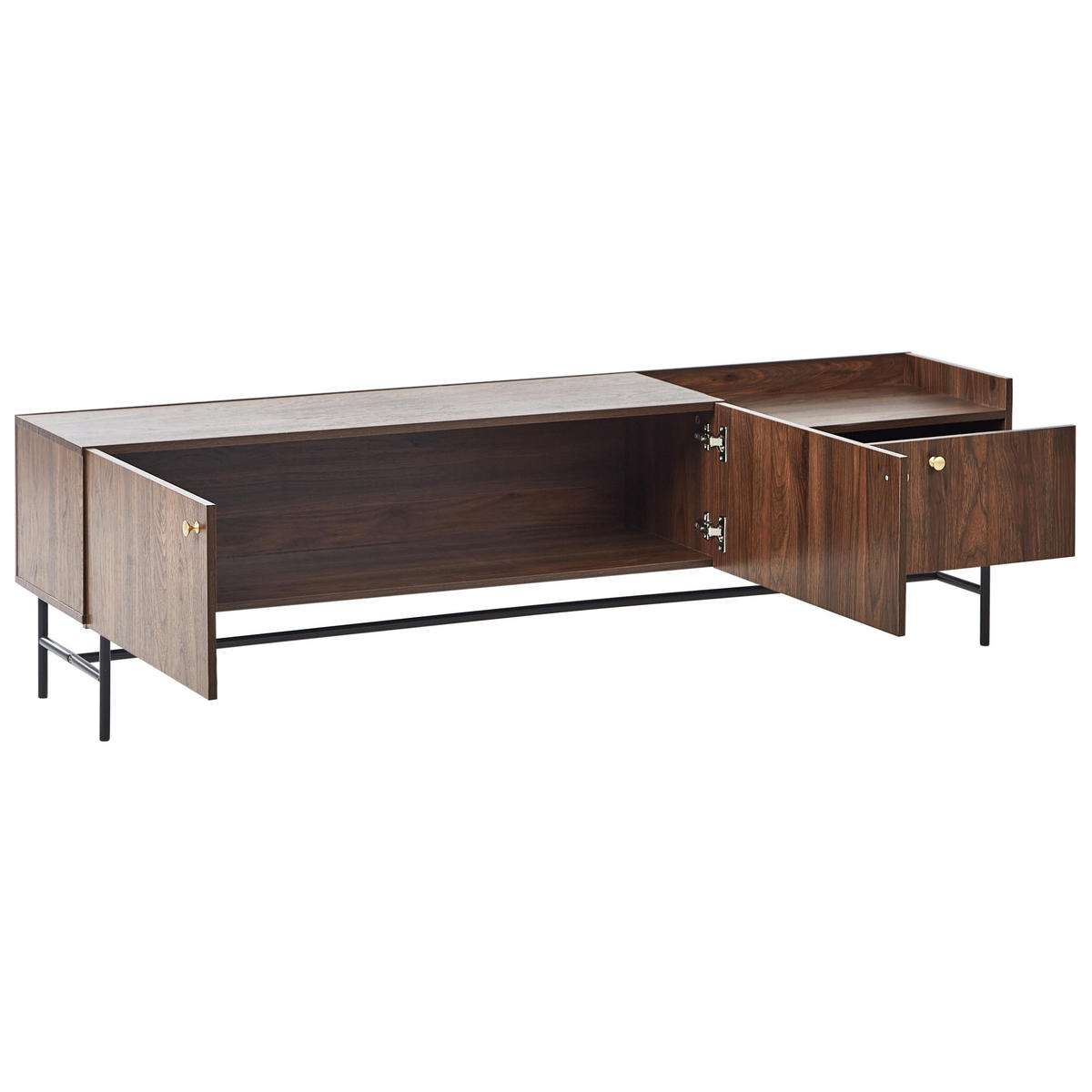 TV-MÖBEL Dunkler Holzfarbton/Schwarz Lismore - Dunkelbraun/Schwarz, Holzwerkstoff (180/50/40cm) - Beliani