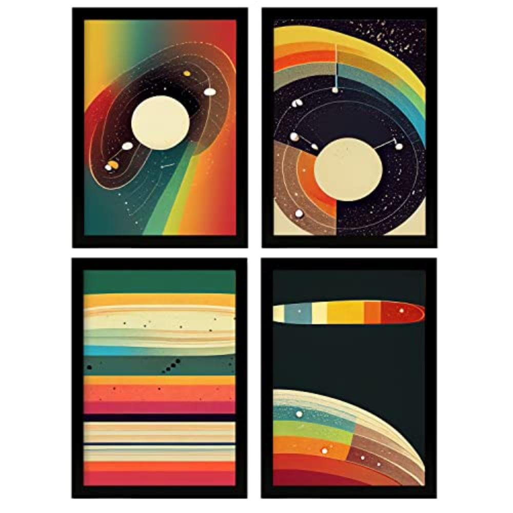 POSTER Set mit 4 Abstrakt Spiral Moderne Galaxien A3 Rahmenlos - Klar, Papier (29.7/3cm) - Nacnic