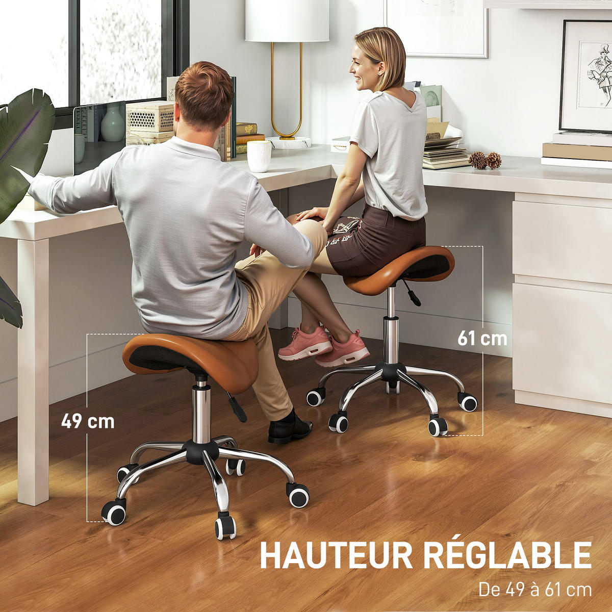 BÜROHOCKER DE-18037 höhenverstellbar 49-61 cm, ergonomisch Braun - Braun, Metall (53/61/52cm) - ComfortXL