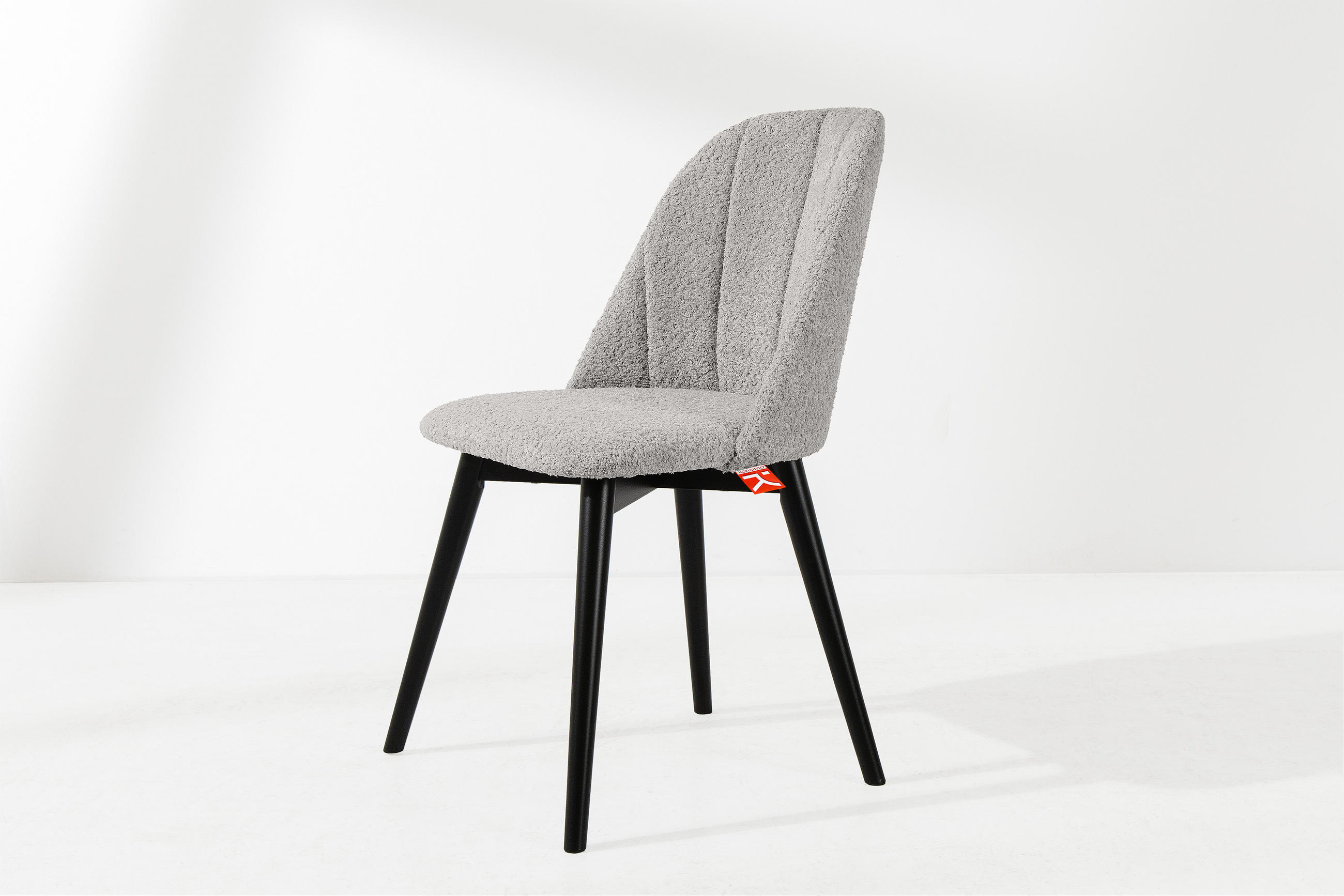 POLSTERSTUHL BAKERI Esstischstühl, 2-er Set, Bouclé - Schwarz/Grau, Holz/Textil (48/86/44cm) - KONSIMO®