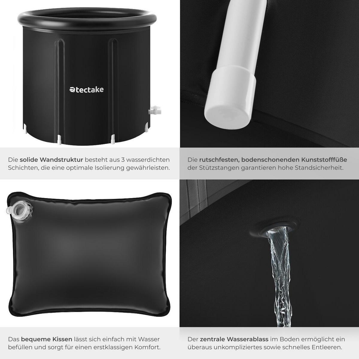 EISBADETONNE Helsinki,inkl. Tragetasche, Pumpe und Wasserkissen,schwarz - Schwarz, Kunststoff (90/75/90cm) - tectake
