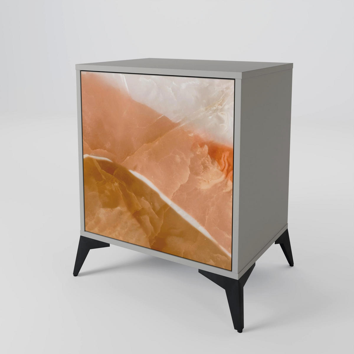 SIDEBOARD SANDHILLS SPLENDOUR, Grau, 57,5x42x75,5 cm, Goldfarbene Metallfüße - Goldfarben/Multicolor, Holzwerkstoff/Metall (57.5/75.5/42cm) - SpaceRebels