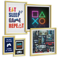 BILDER SET 5er Set - 50x50 cm & 20x30 cm & 40x60 cm Goldrahmen - Spieleruntertitel - Goldfarben, Kunststoff (40/60cm) - TULUP