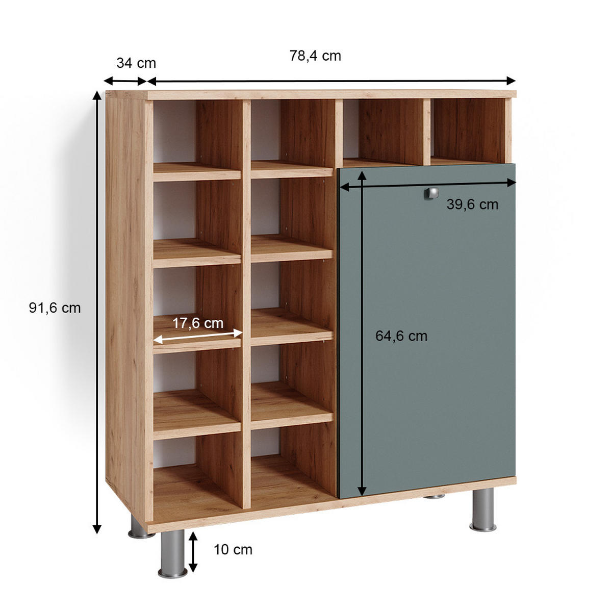 BADSCHRANK Fynn Grün 78.4 x 91.6 cm - Grün, Holzwerkstoff (78.4/91.6/34cm) - Vicco