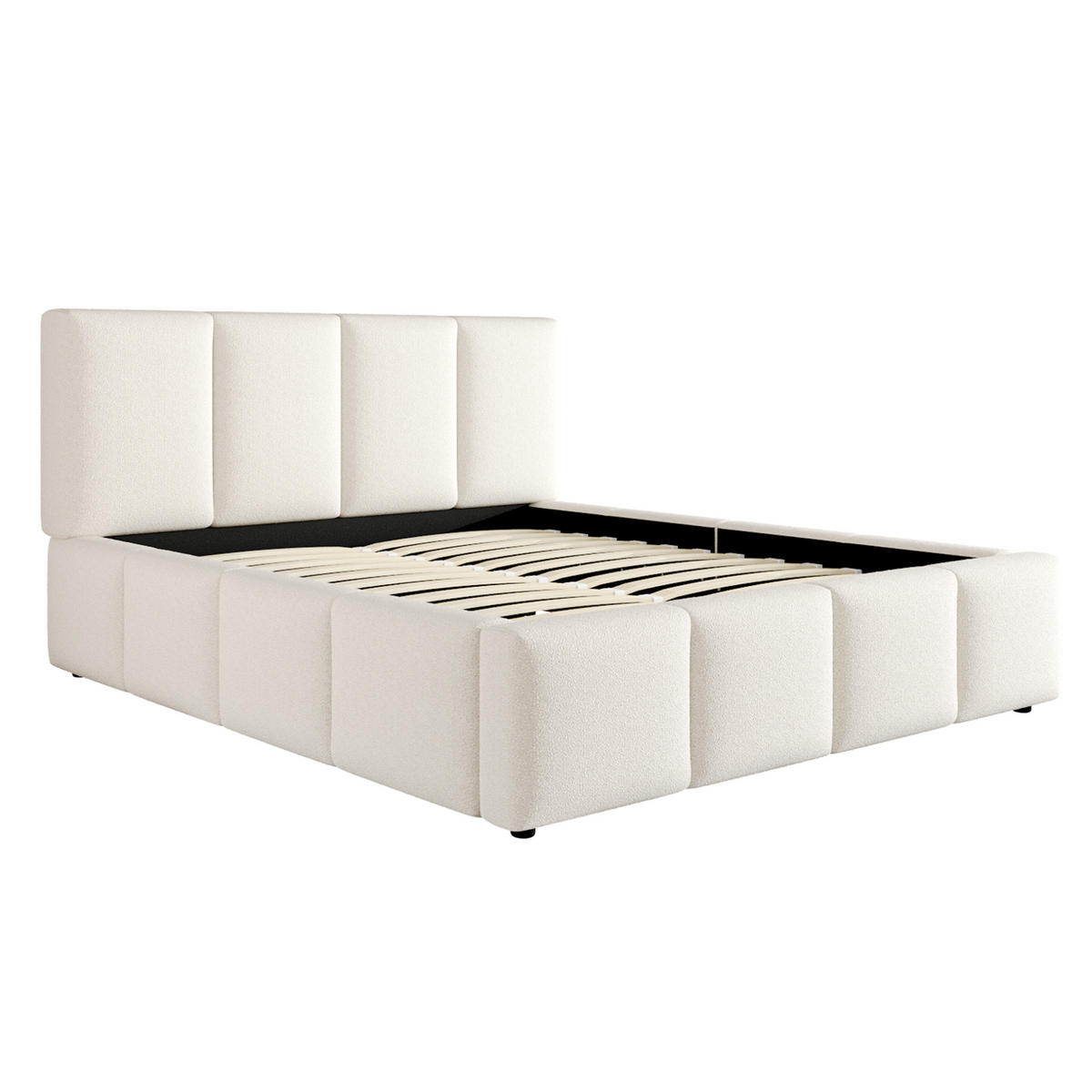 POLSTERBETT mit Lattenrost 160x200 cm Bouclé Beige - Beige, Holz (160/200cm) - Meubliv
