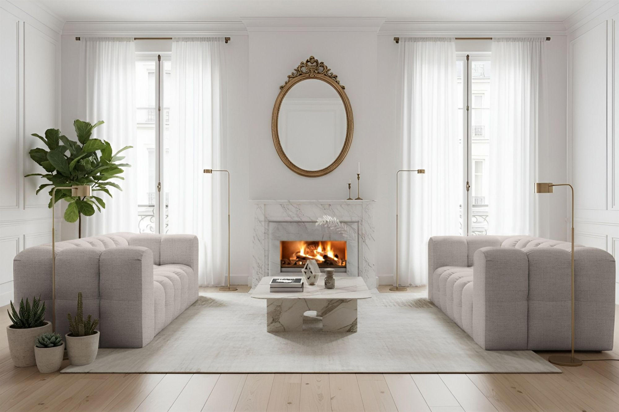 SOFASET Solvie 2-2 In Moly - Creme, Holzwerkstoff/Textil (200/75/106cm) - Fun Möbel