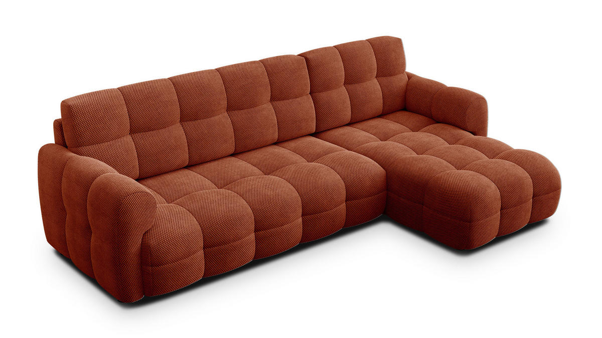 ECKSOFA MELLOW 4-Sitzer, dunkelorange - Dunkelorange/Schwarz, Holz/Textil (262/156cm) - Courtois Laville