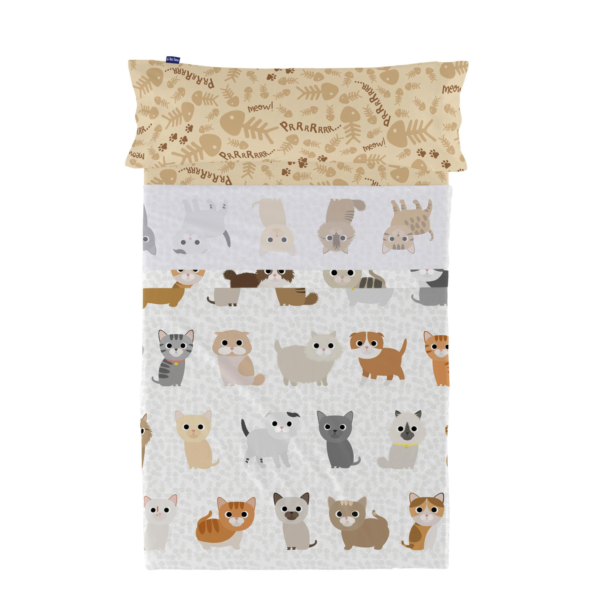 BETTWÄSCHE 2er-Set teiliges cats 180x270 cm mehrfarbig - Multicolor, Textil (180/270cm) - Happy Friday