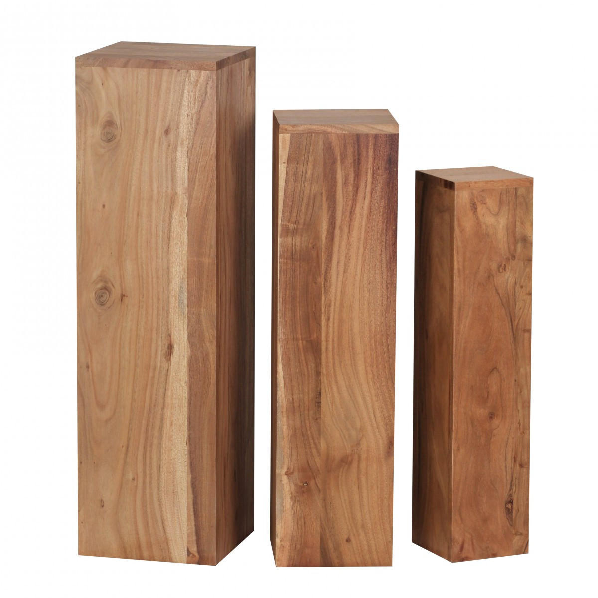 BEISTELLTISCH 3er Set Massivholz Ineinander Verstaubar Einzigartige Maserung, Beige 24x24x85 cm - Beige, Holz (24/24/85cm) - KADIMA DESIGN