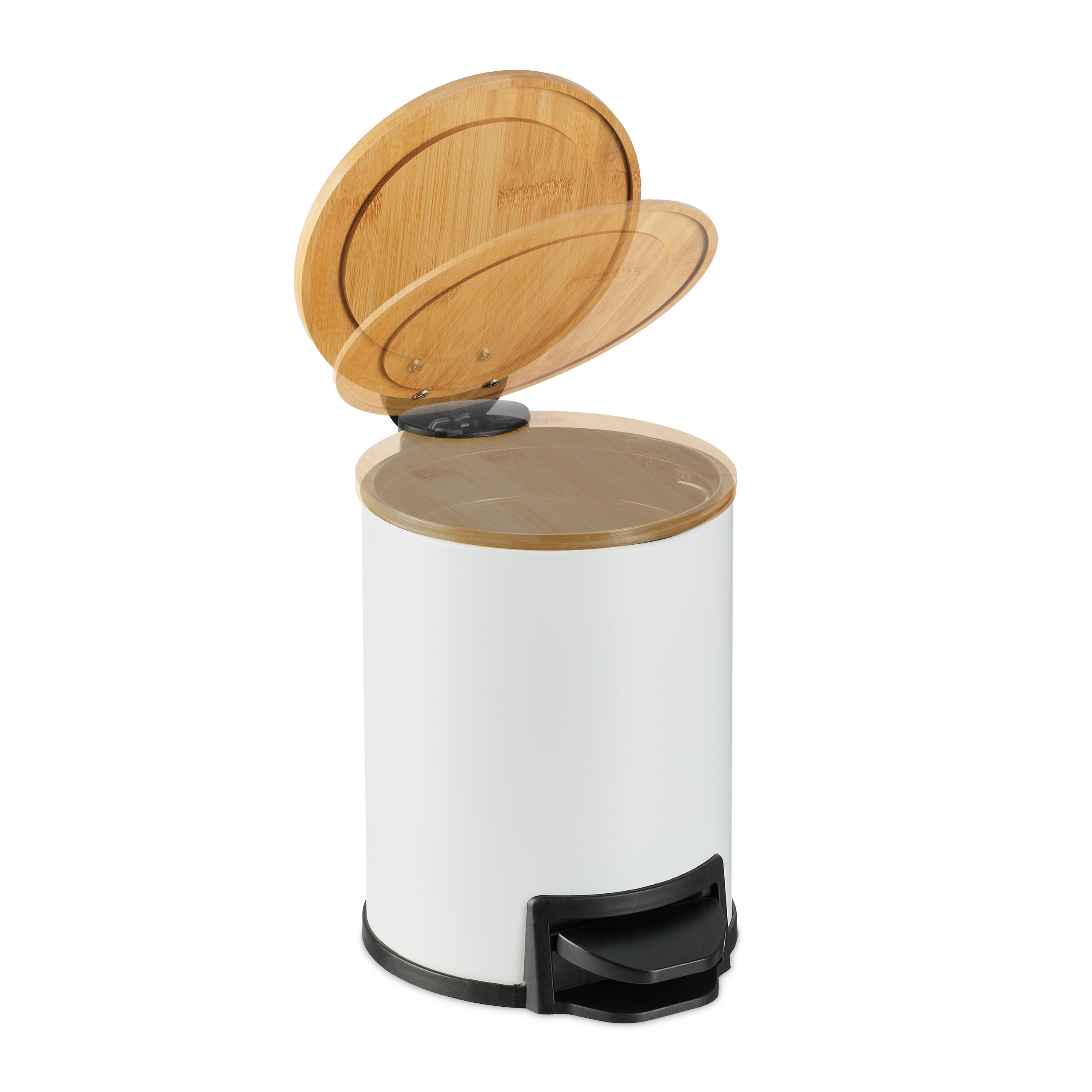 BAD-MÜLLEIMER - Weiß, Holz/Kunststoff (17/22.5/23cm) - Relaxdays