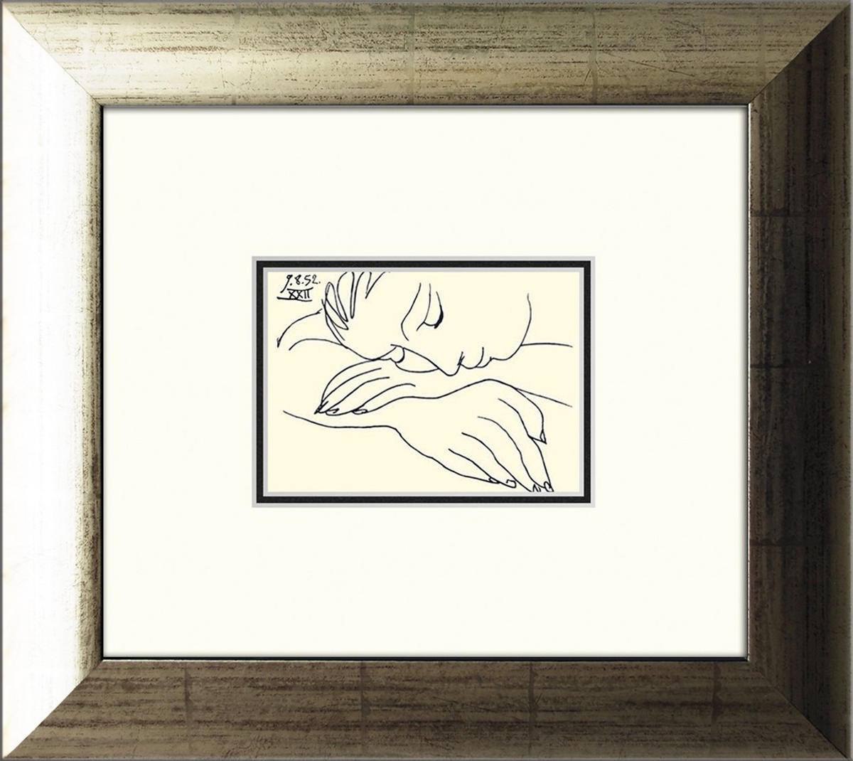 BILD gerahmt 35x39 cm Pablo Picasso „Sleeping woman“ - Beige, Holz (39/35cm) - artissimo